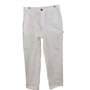 Marine Layer Women Pant Size 8 White Maya Slim Straight Utility Stretch 14934